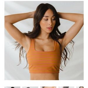 Albion Striped Bikini Top iOrange/mustard--MATCHING BOTTOMS IN SEPARATE LISTING!